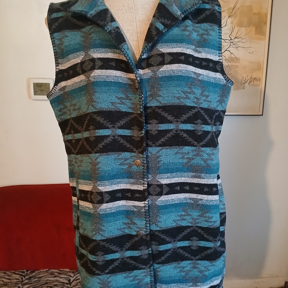 NWT Men's Blue Black Gray Patterned Vest